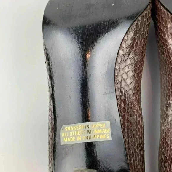 Canessa womens heels size 8 AA brown snakeskin bow vintage 80s - Picture 7 of 15